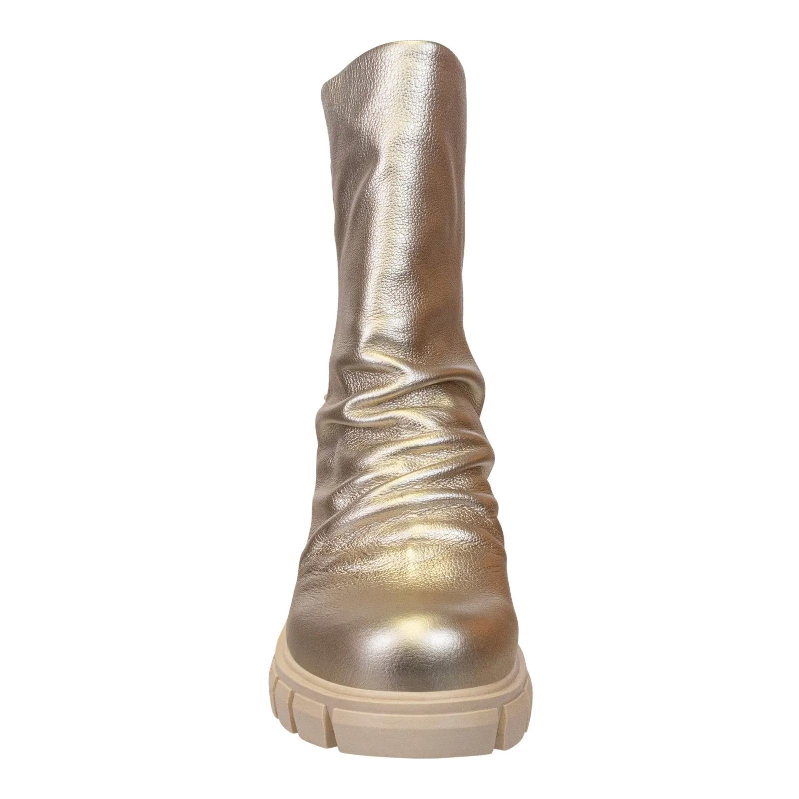 Naked Feet: PROTOCOL in GOLD Heeled Mid Shaft Boots