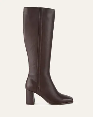 NELLIE KNEE BOOTS BITTER CHOC LEATHER