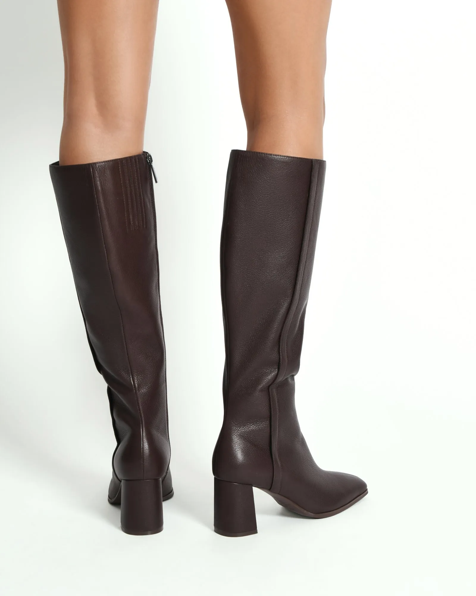 NELLIE KNEE BOOTS BITTER CHOC LEATHER