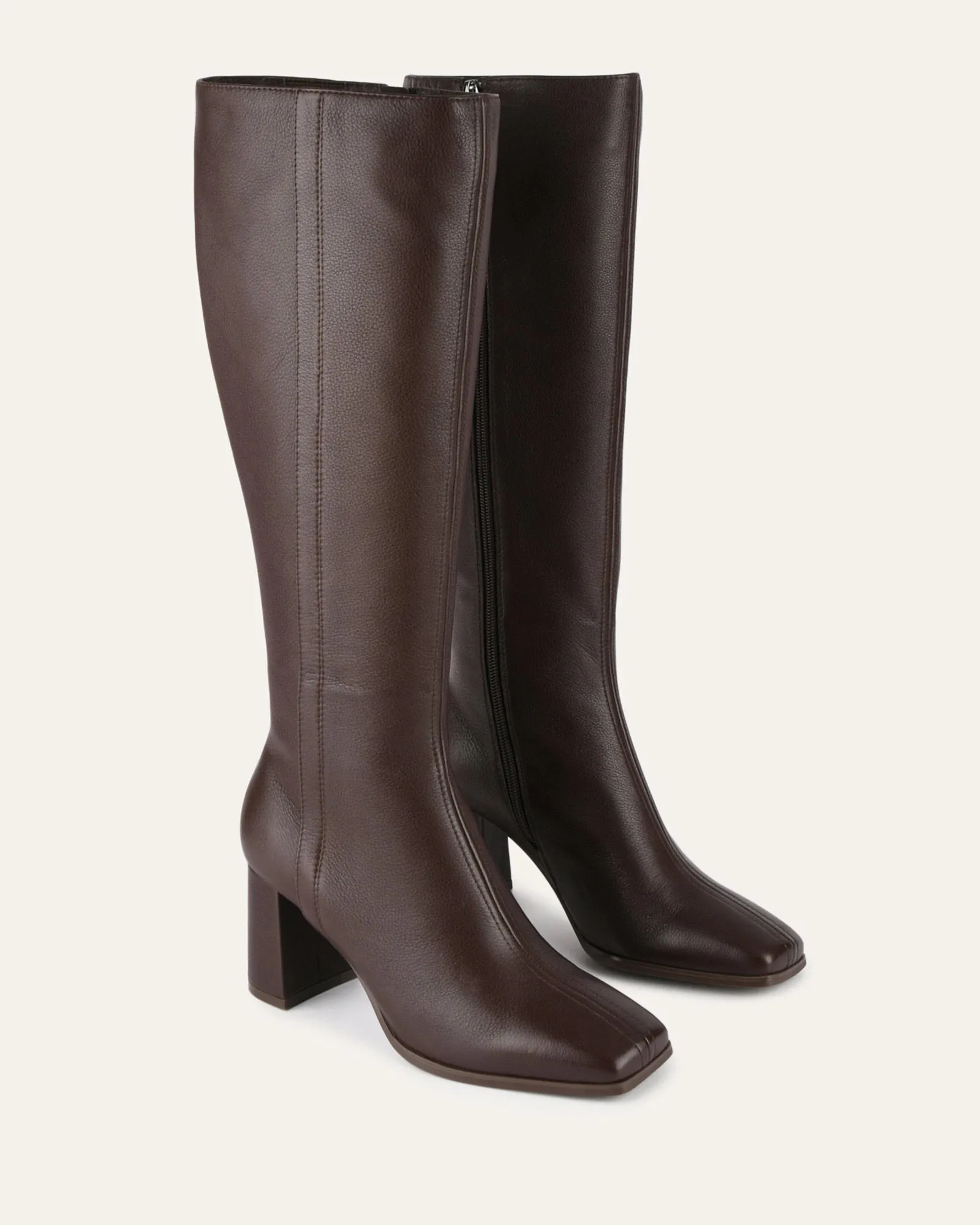 NELLIE KNEE BOOTS BITTER CHOC LEATHER