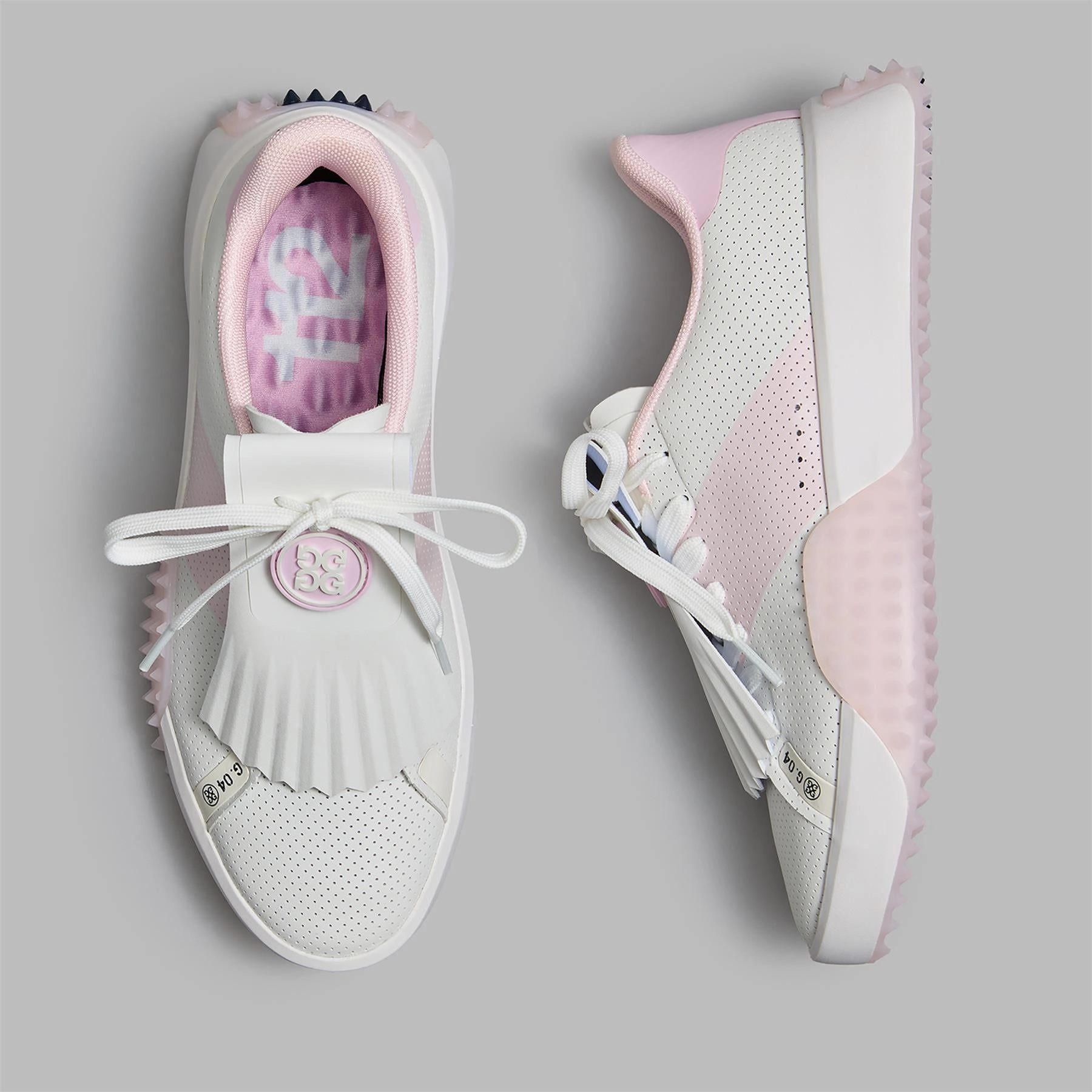 Stay Comfortable All Day G.112 Perforated Kiltie Golf Shoes Snow/Blush Ergonomic & Efficient