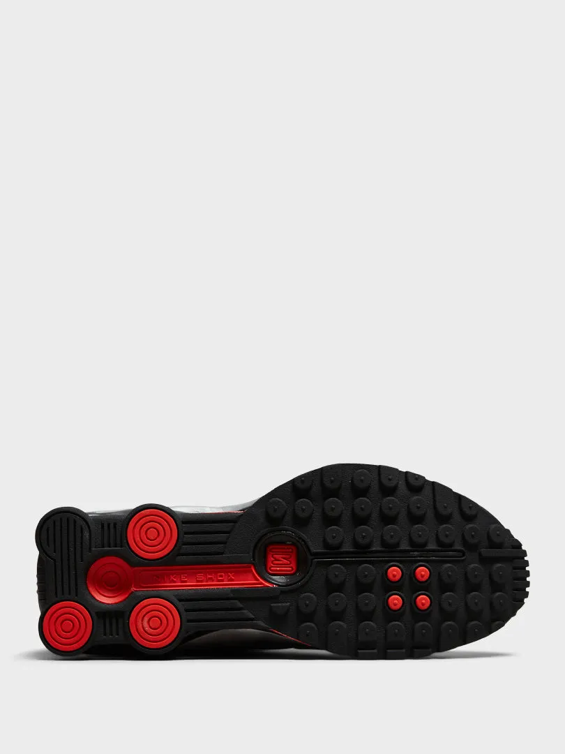 Neoprene, Anti-Slip Grip, Travel-Friendly Shox R4 Sneakers in Black, Light Crimson and Metallic Silver