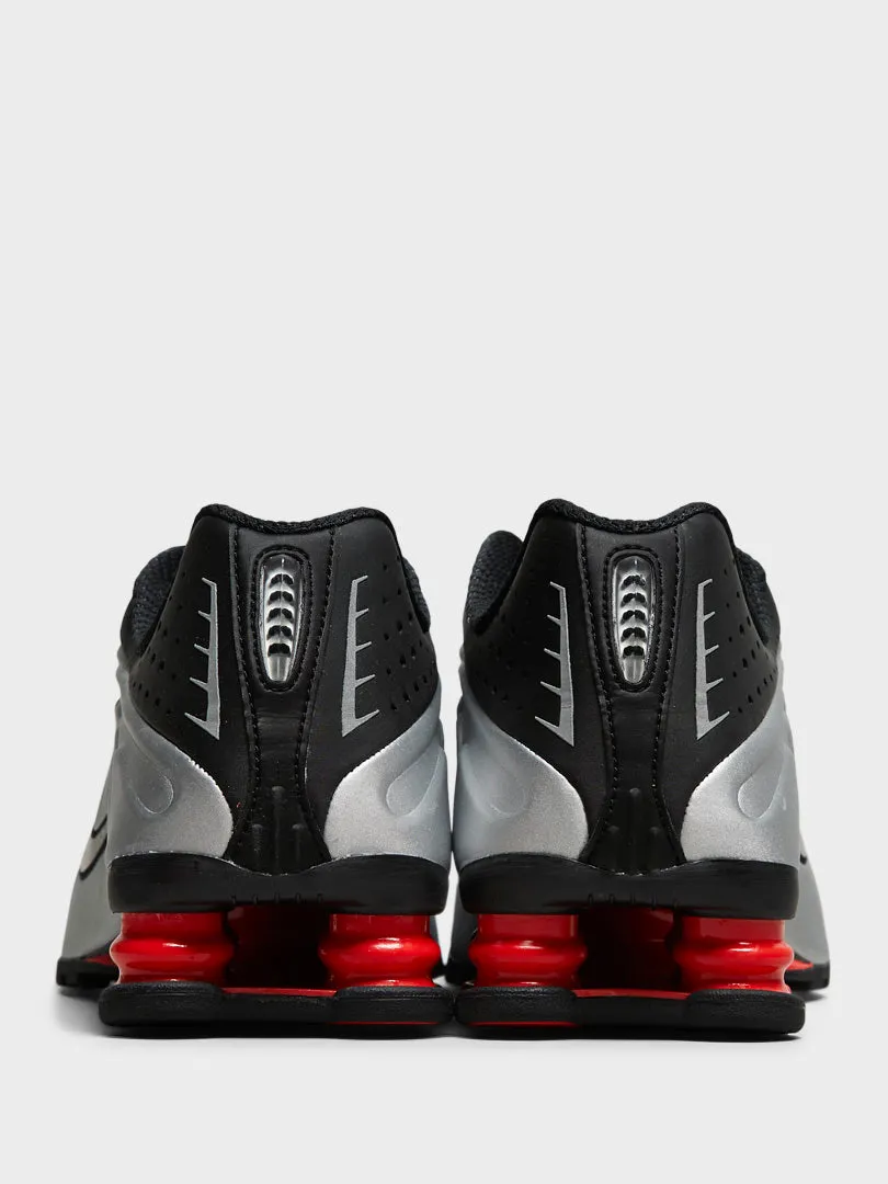 Shox R4 Sneakers in Black, Light Crimson and Metallic Silver Treat Yourself Today, Outfit For The Weekend, Vibrant Colors