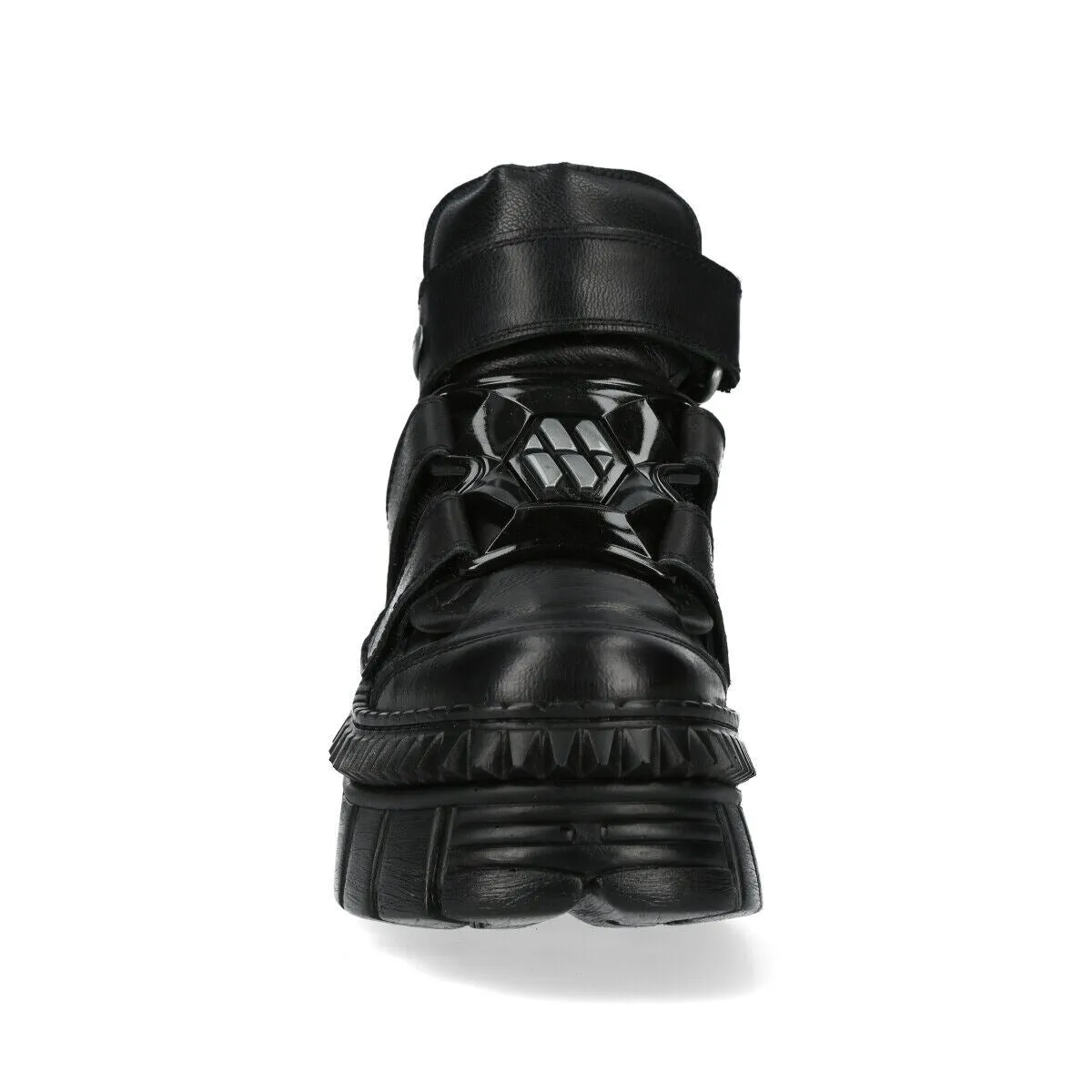 New Rock Metallic Ankle Leather Boots-WALL285-S3