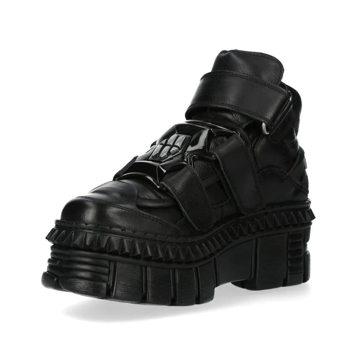 New Rock Metallic Ankle Leather Boots-WALL285-S3