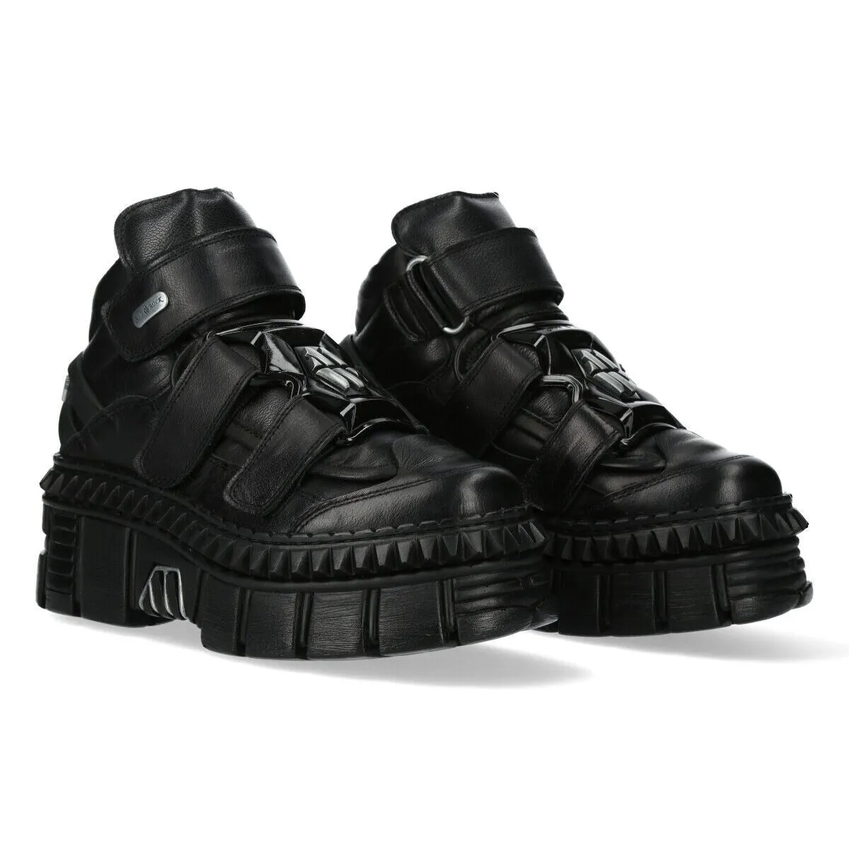 New Rock Metallic Ankle Leather Boots-WALL285-S3