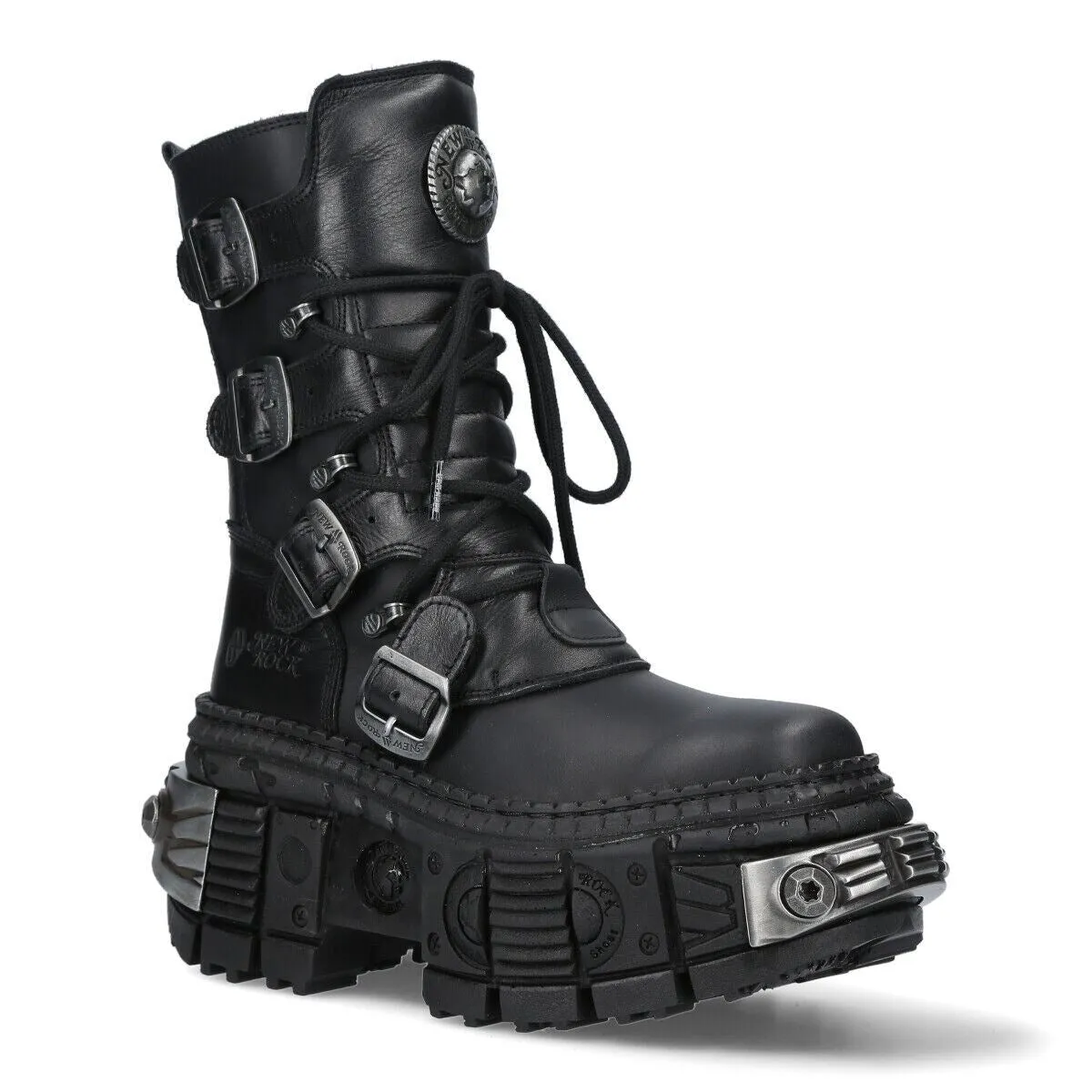 New Rock Mid-Calf Leather Platform Boots-WALL373-S3