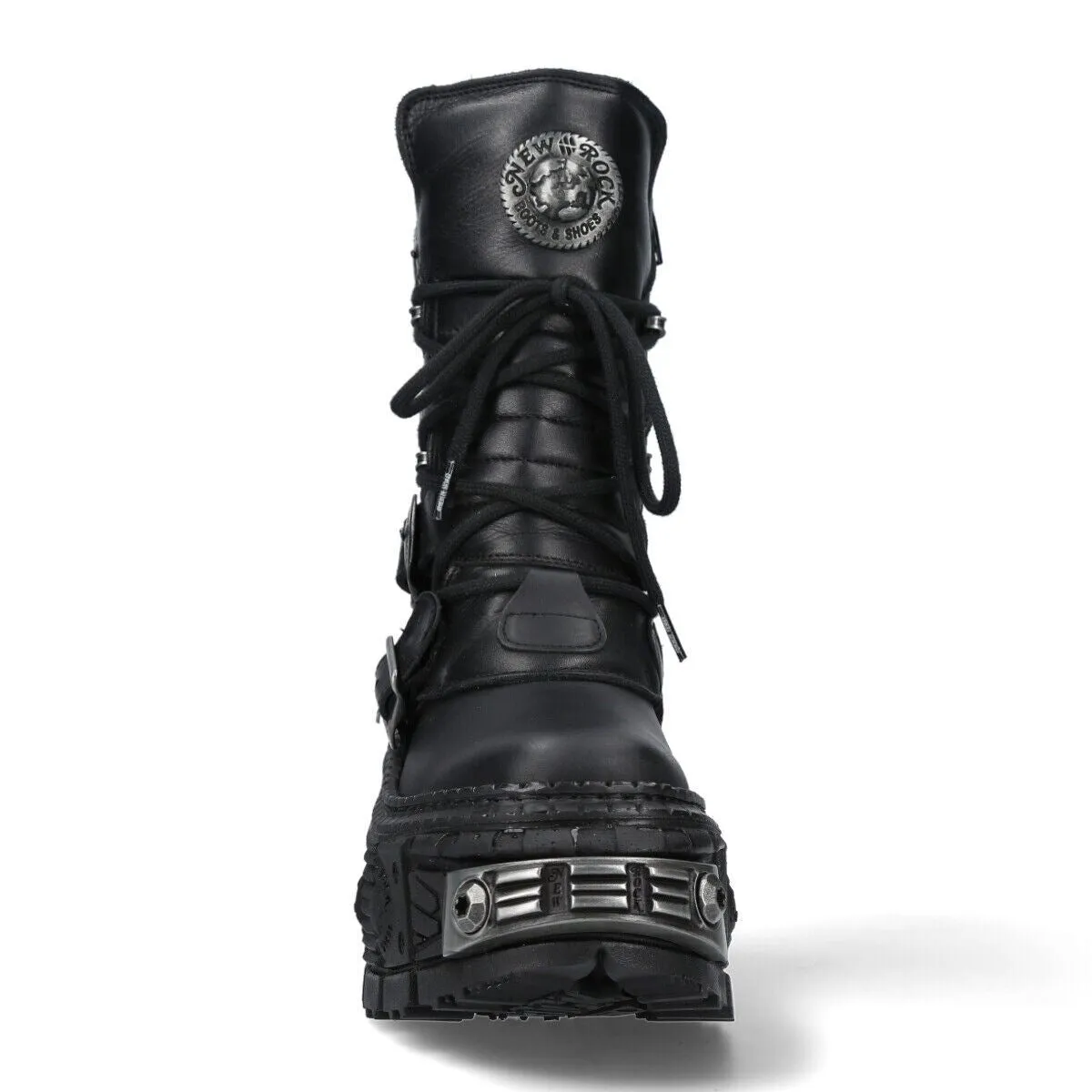 New Rock Mid-Calf Leather Platform Boots-WALL373-S3