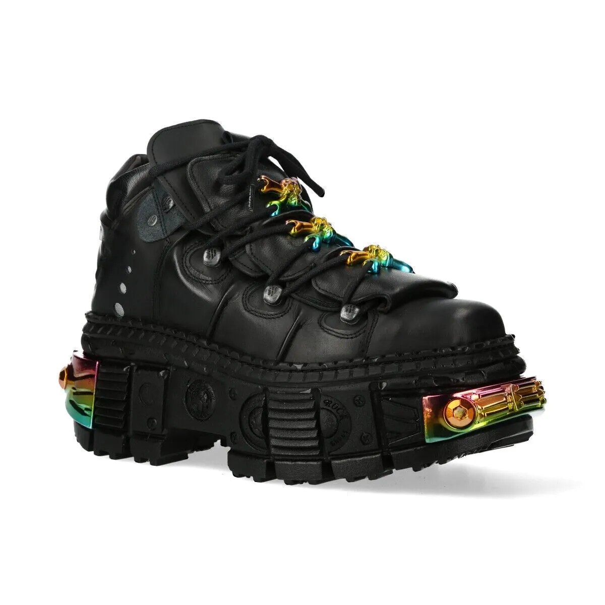 New Rock Platform Leather Ankle Boots-WALL106-S23