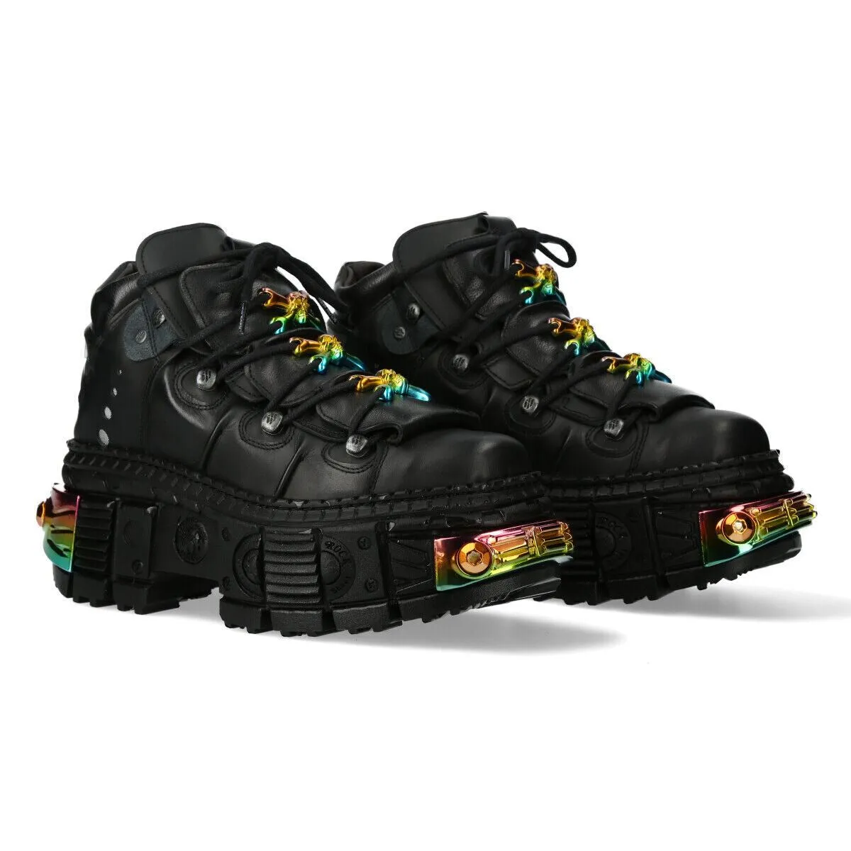 New Rock Platform Leather Ankle Boots-WALL106-S23