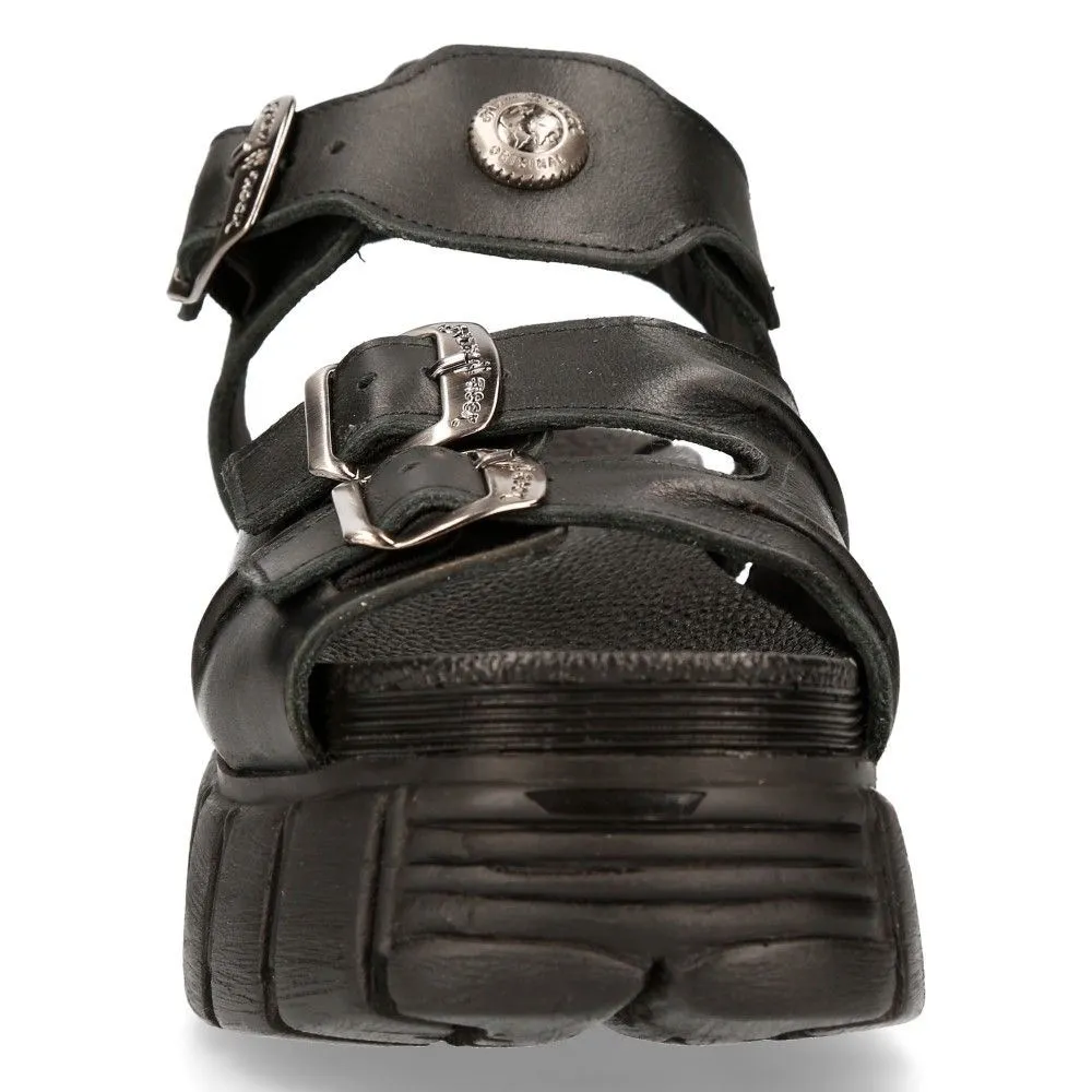 New Rock Unisex Metallic Black Punk Sandal Boots- M-BIOS101-C2