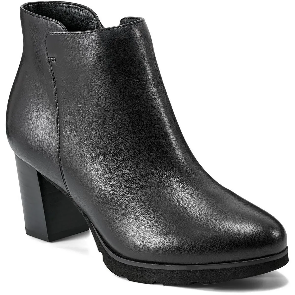 Olive Womens Block Heel Leather Ankle Boots