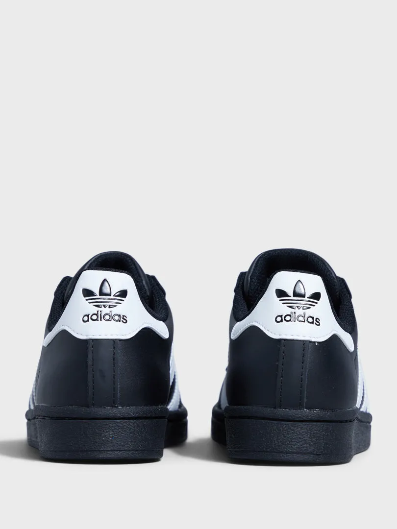 Zipper Closure, High-Speed Performance, Vinyl Superstar Sneakers in Black