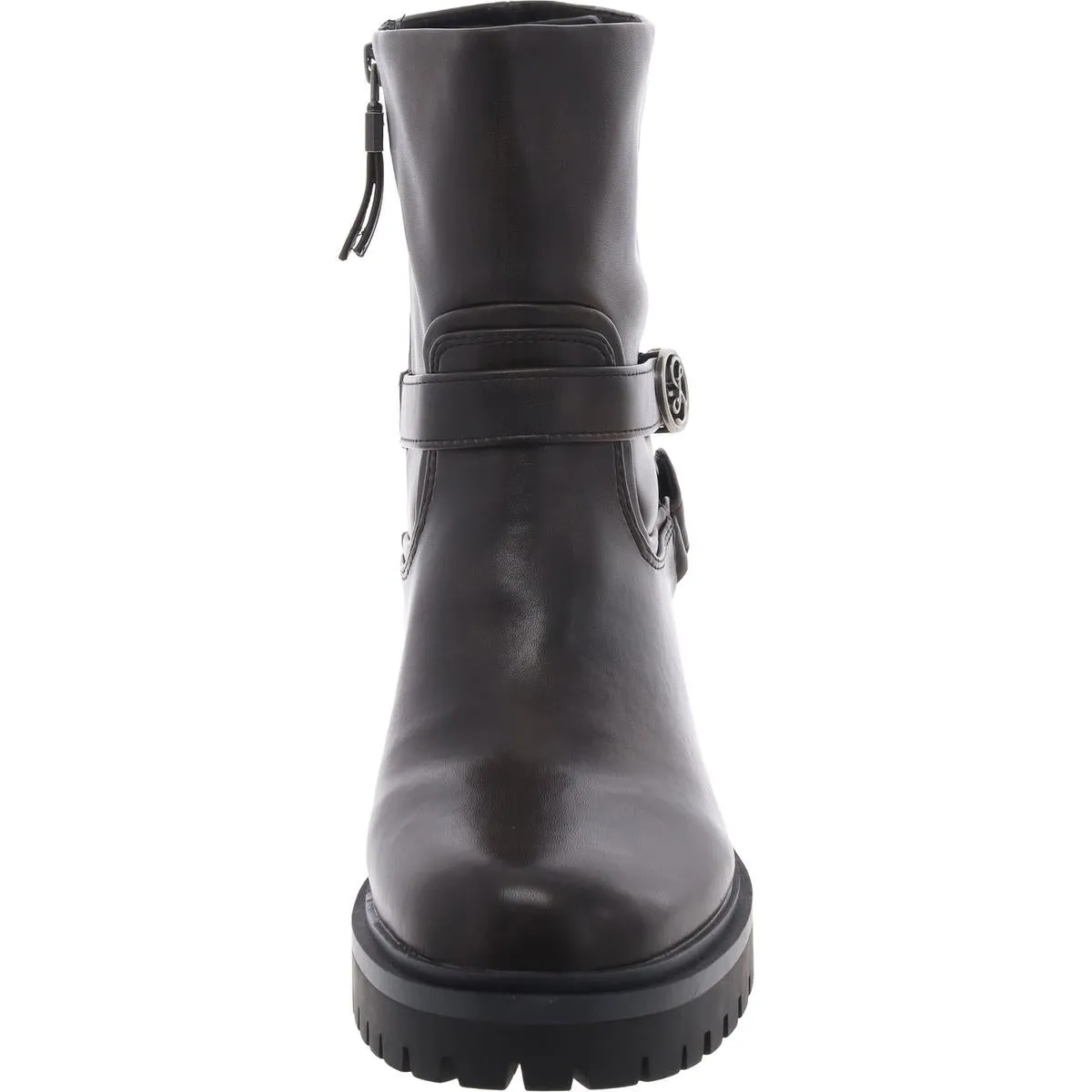 Owen Womens Lugged Sole Faux Leather Motorcycle Boots