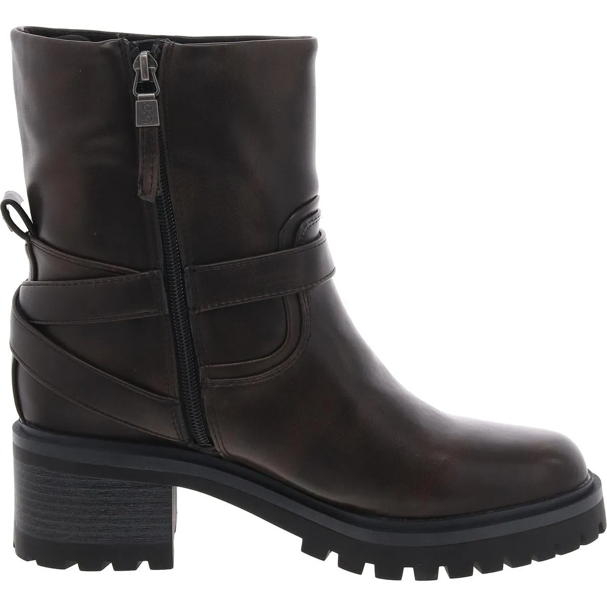 Owen Womens Lugged Sole Faux Leather Motorcycle Boots
