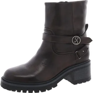 Owen Womens Lugged Sole Faux Leather Motorcycle Boots