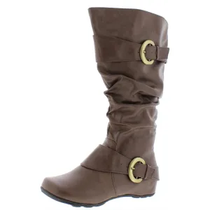 Paris Womens Faux Leather Wide Calf Knee-High Boots