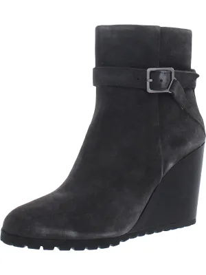 Pascal Womens Almond Toe Zipper Wedge Boots
