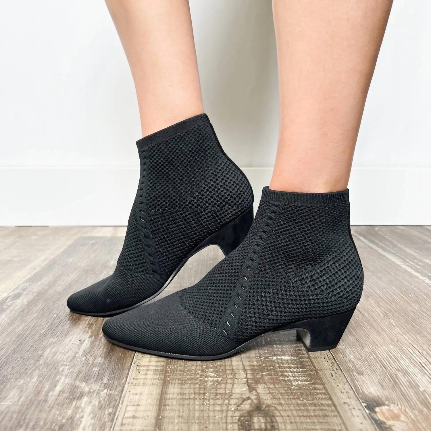 Purl Recycled Stretch Knit Bootie In Black Stretch