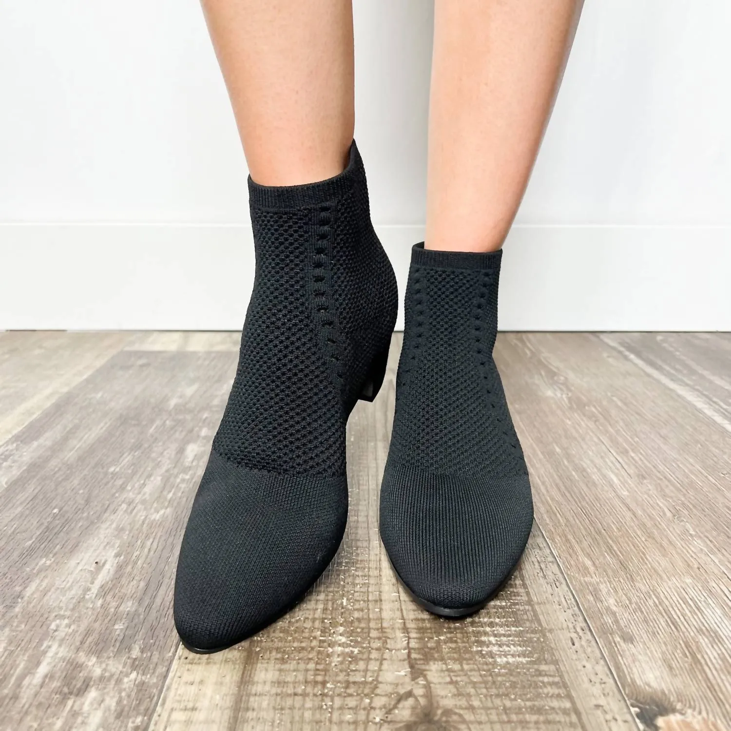 Purl Recycled Stretch Knit Bootie In Black Stretch