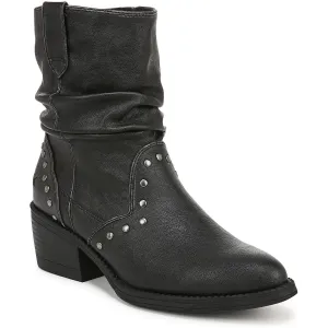 Rebel Womens Studded Man Made Mid-Calf Boots