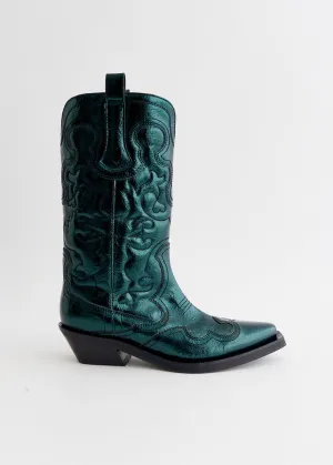 High-Speed Performance, Popular Choice, Start Shopping Now Rfid Blocking Mid Shaft Metallic Embroidered Western Boots Formal style deal