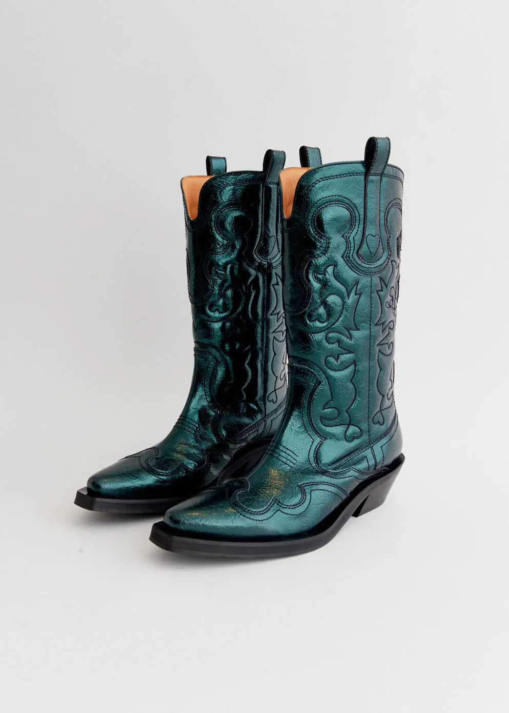 Elevate Every Day Mid Shaft Metallic Embroidered Western Boots