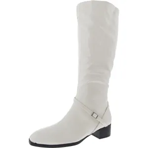 RHIANAH Womens Buckle Faux Leather Knee-High Boots