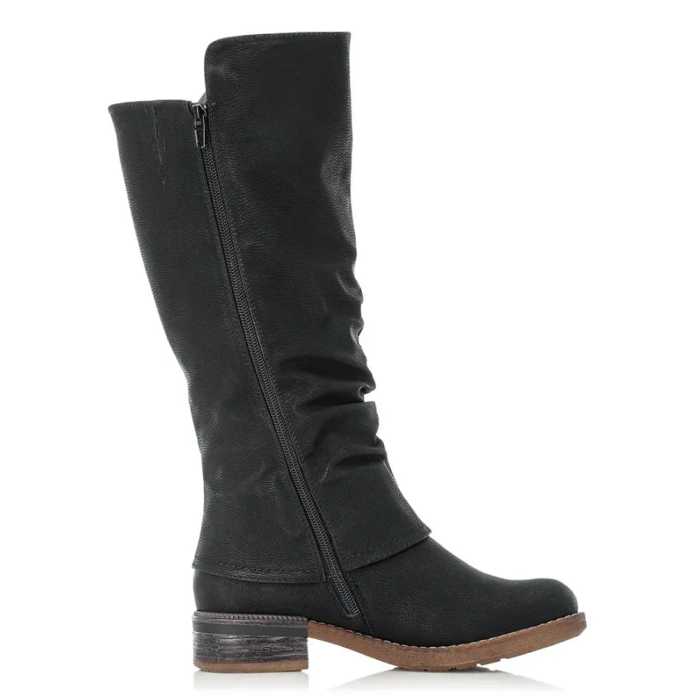 Rieker Fabrizia 52 Black Tex Tall Boot (Women's)