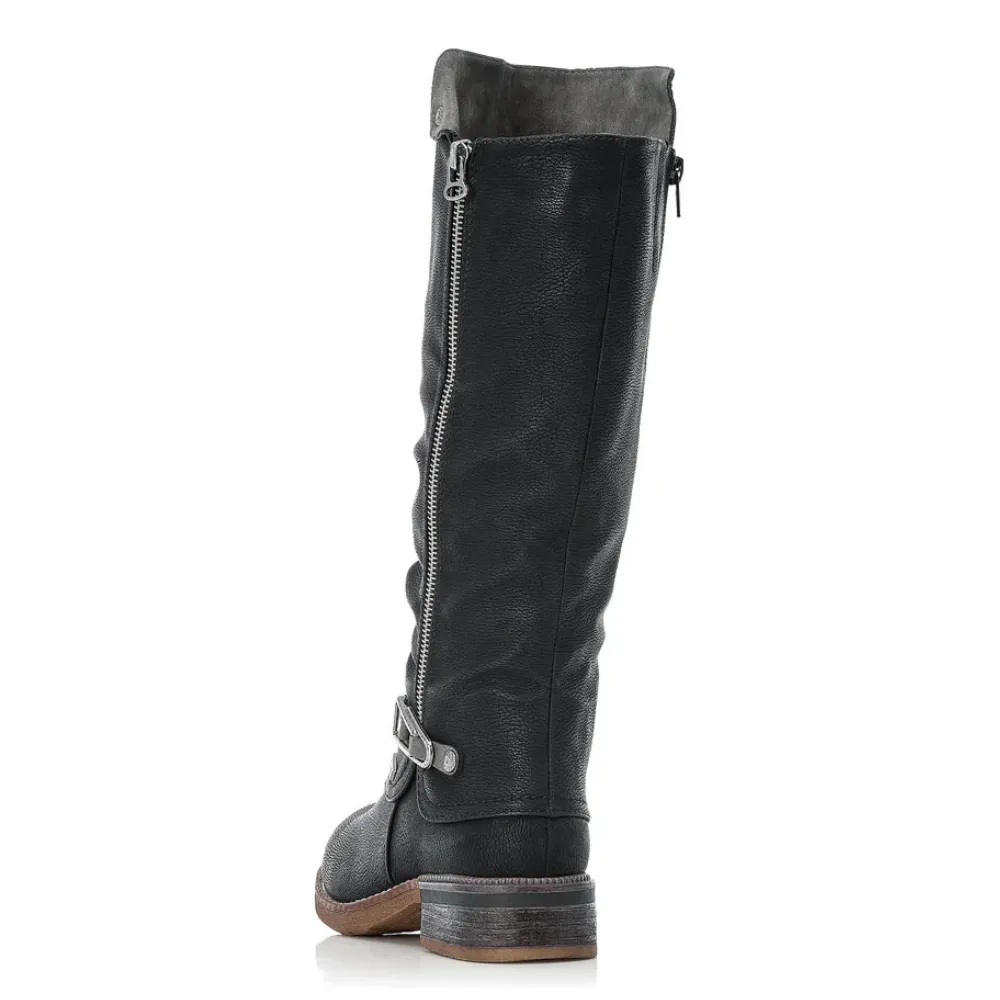 Rieker Fabrizia 52 Black Tex Tall Boot (Women's)