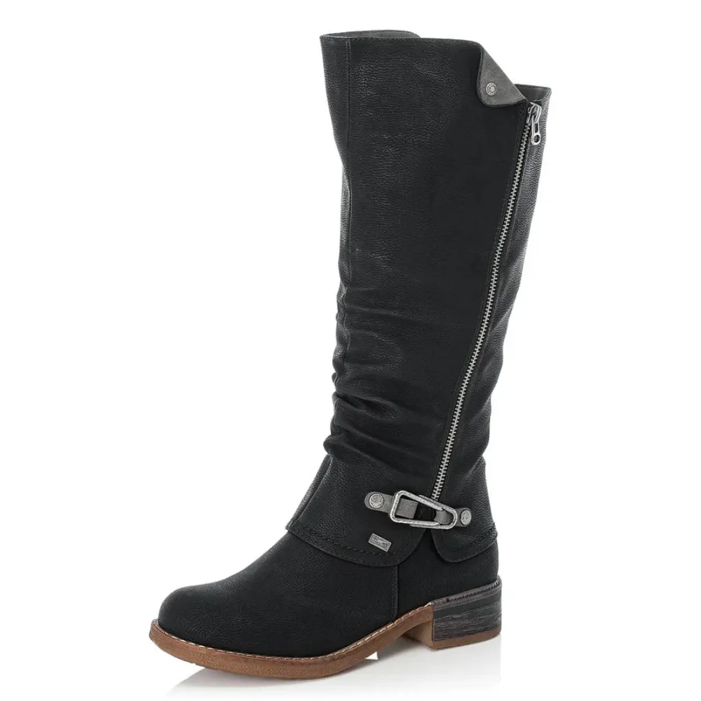 Rieker Fabrizia 52 Black Tex Tall Boot (Women's)