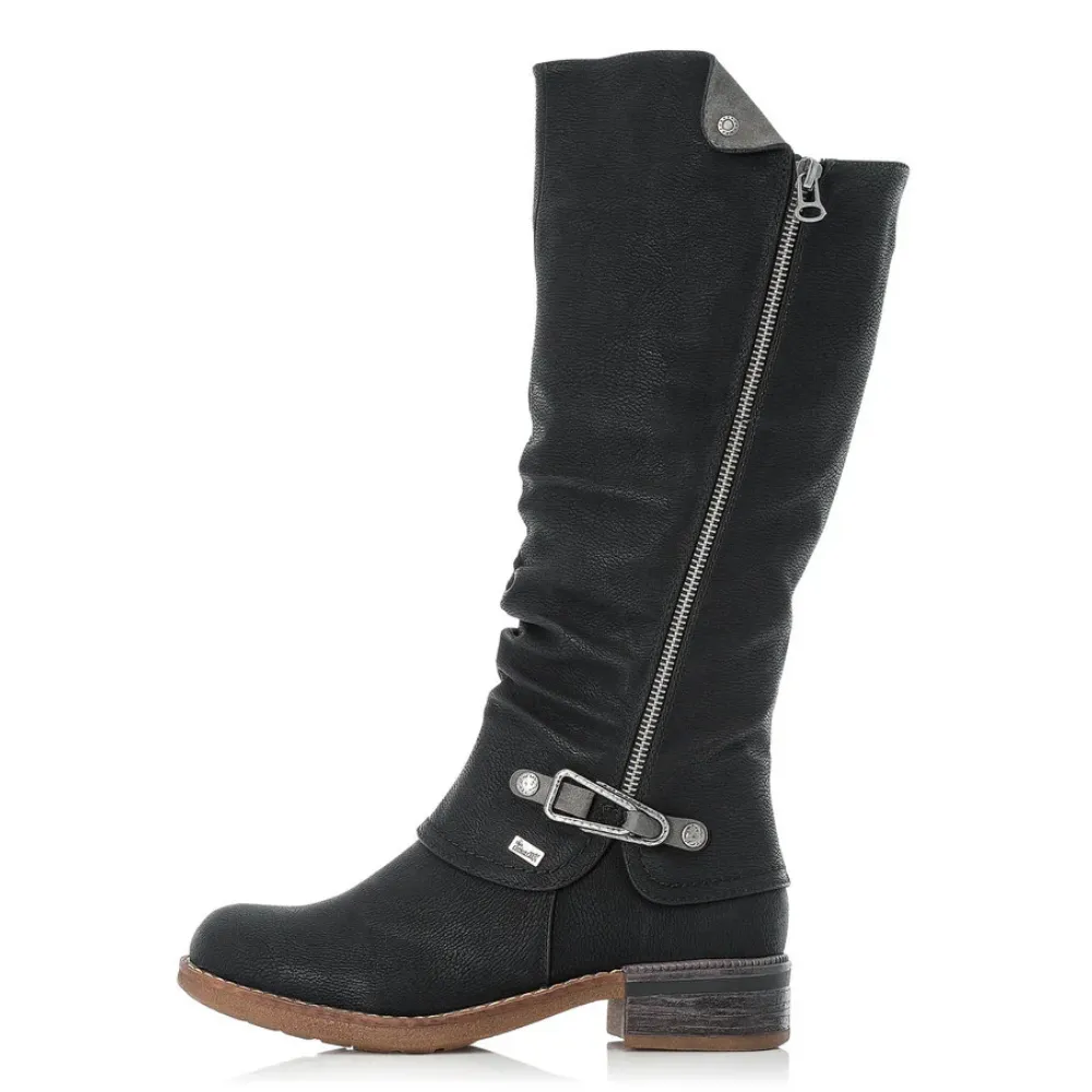 Rieker Fabrizia 52 Black Tex Tall Boot (Women's)