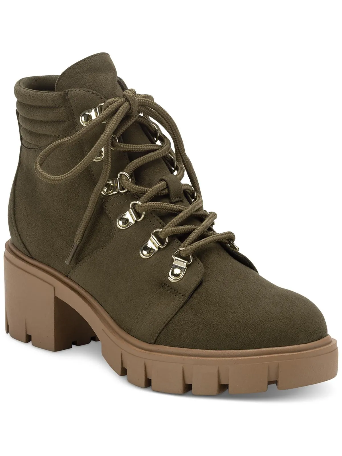 Ruthee Womens Faux Leather Round Toe Ankle Boots