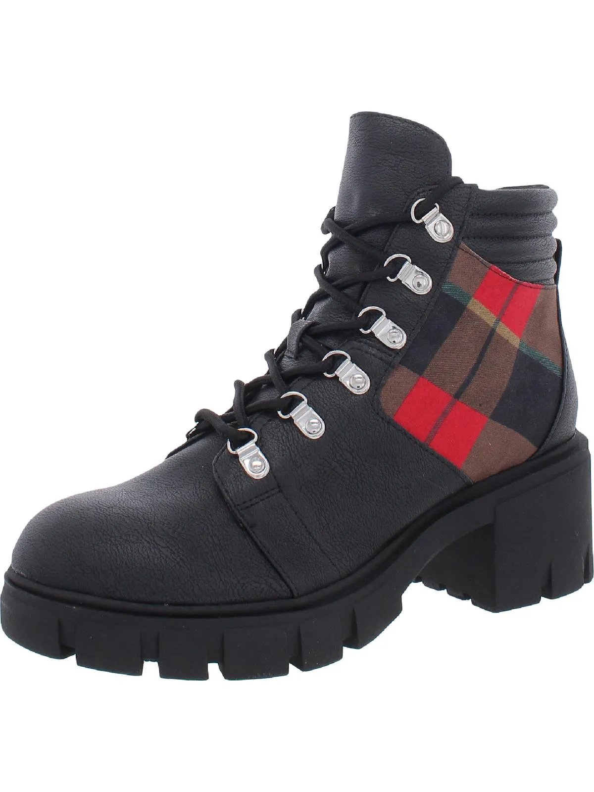 Ruthee Womens Faux Leather Round Toe Ankle Boots