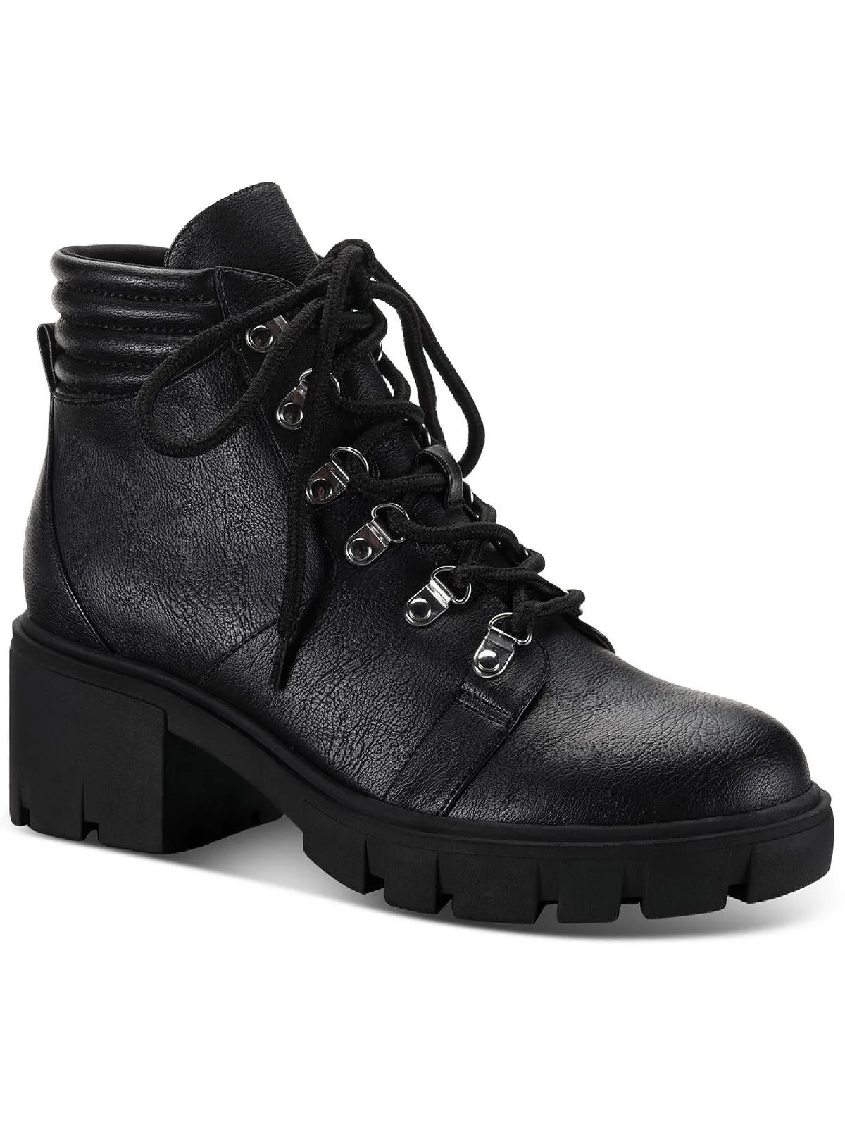 Ruthee Womens Faux Leather Round Toe Ankle Boots