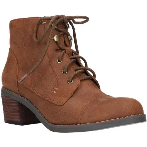 Sarina Womens Faux Suede Ankle Combat & Lace-up Boots