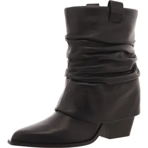 Savella Womens Block Heel Leather Ankle Boots