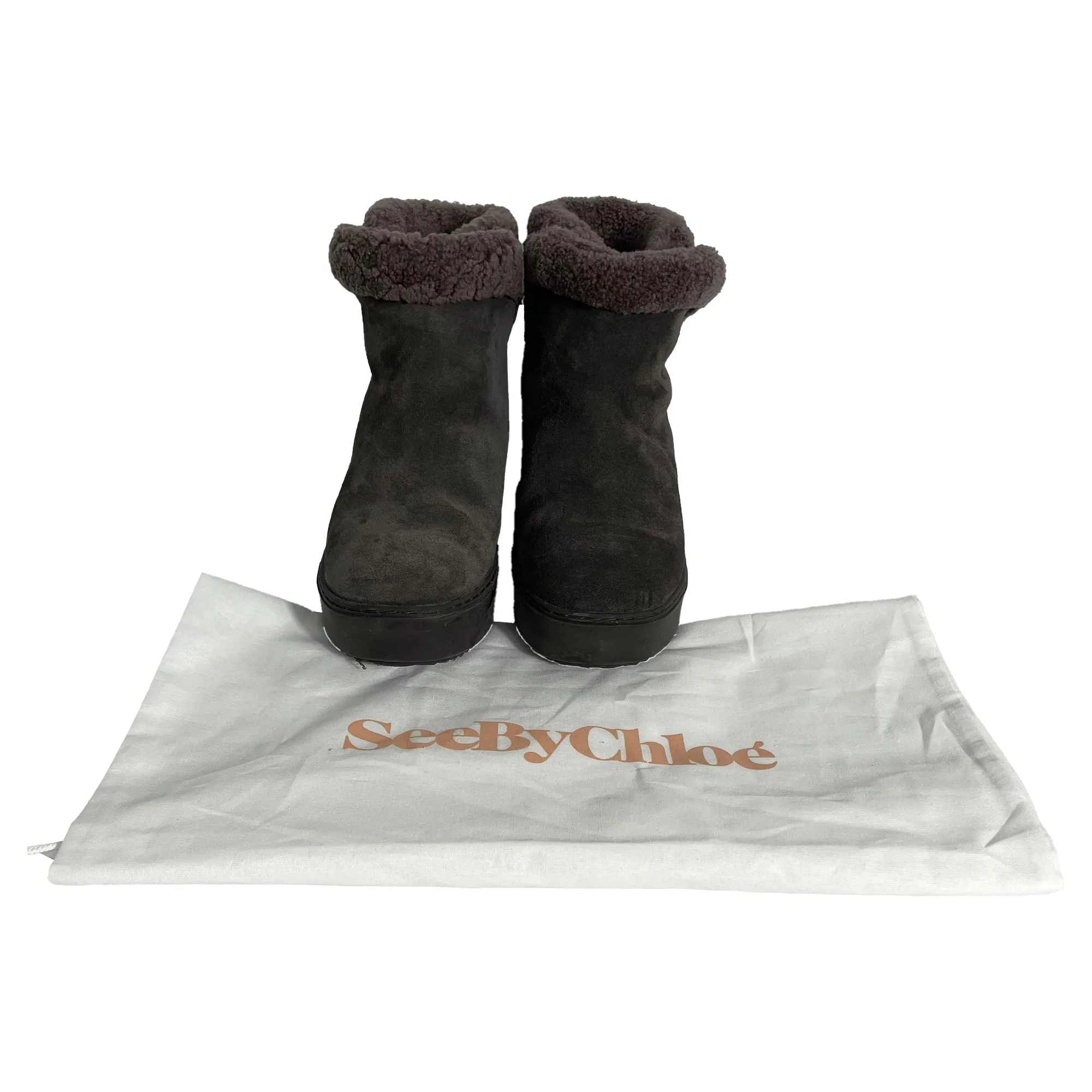 See by Chlo Juliet Sheared Ankle Boots in Brown Suede