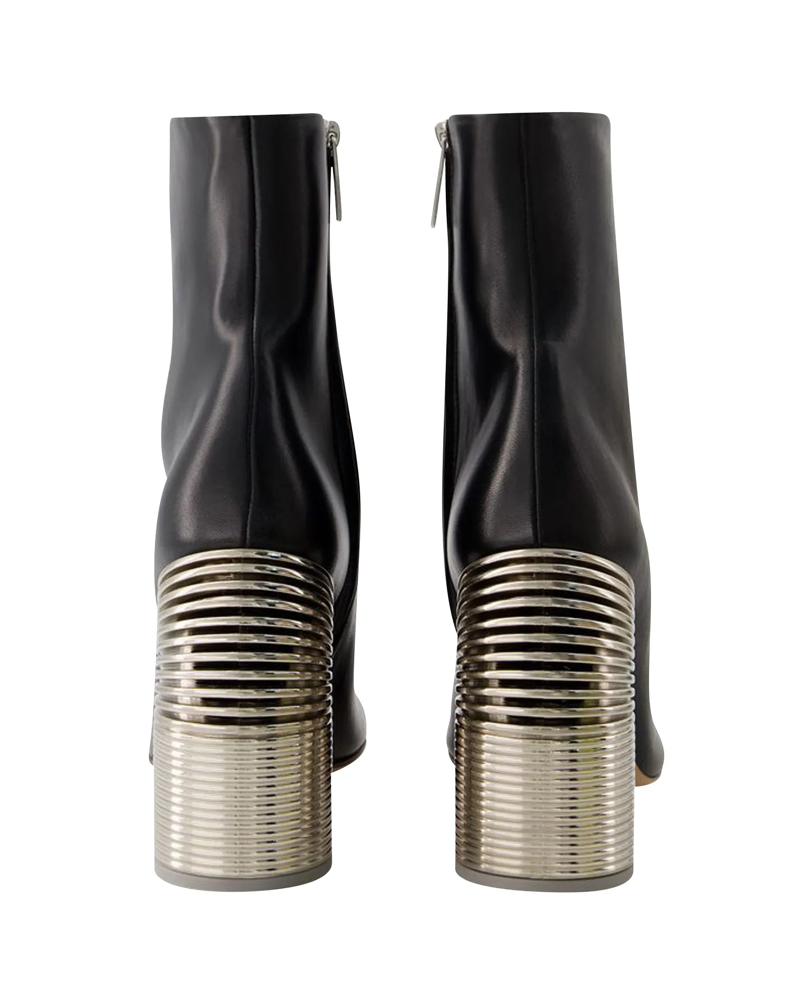 Silver Spring Ankle Boots - Off White - Leather - Black/ Silver