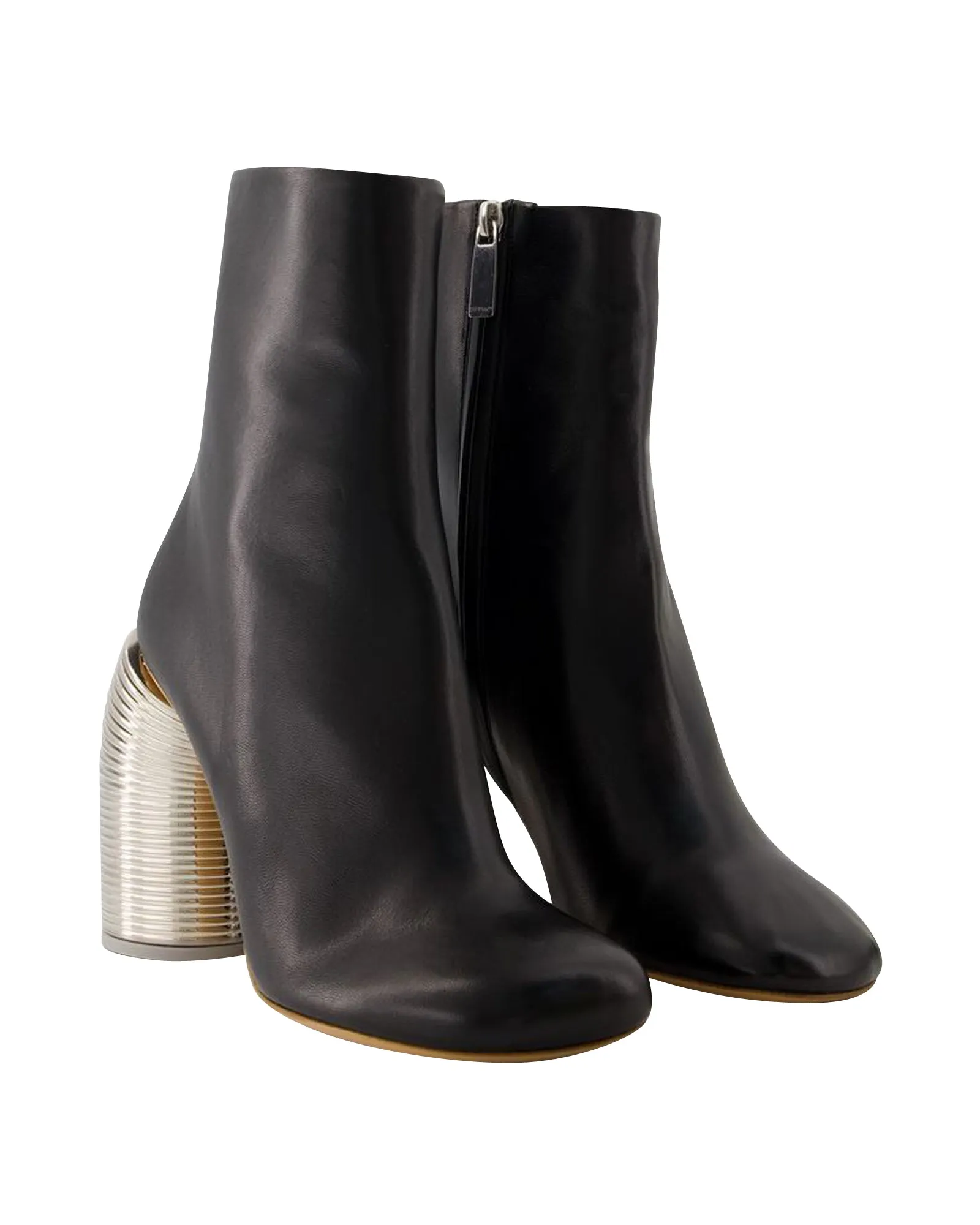 Silver Spring Ankle Boots - Off White - Leather - Black/ Silver
