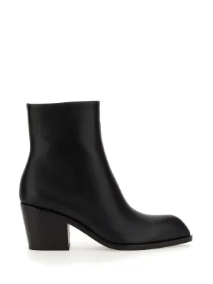 Smooth Leather Ankle Boots With Pointed Toe