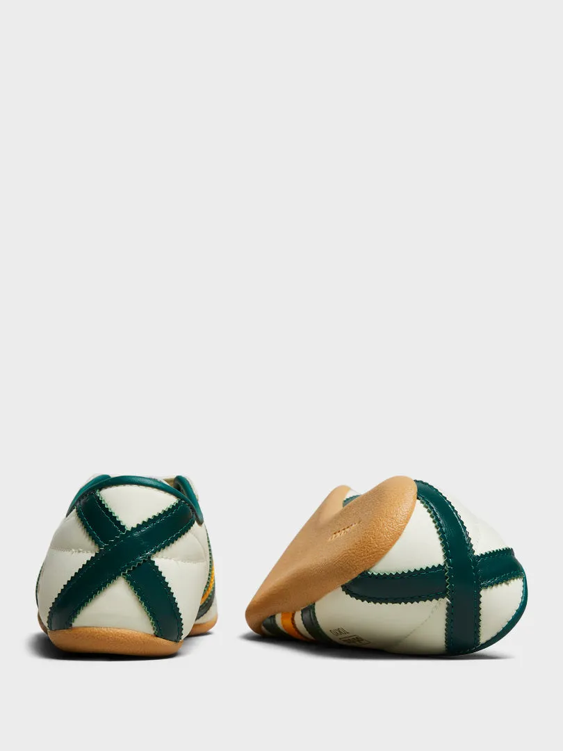 Jute Beach Tote W' Tokyo Sneakers in Cream White, Collegiate Green and Gum