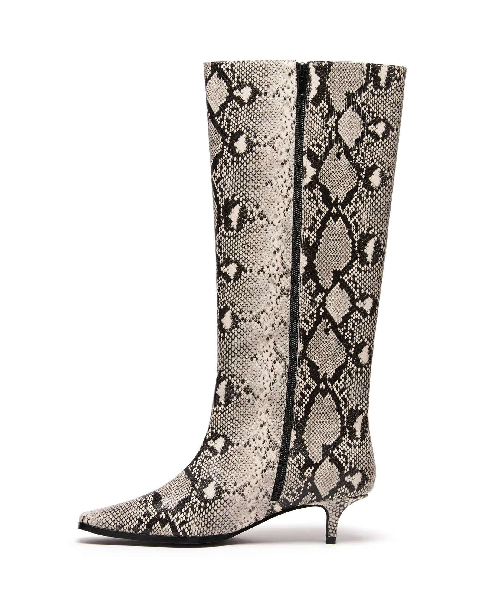 Spicy Tall Boot Black/White Snake