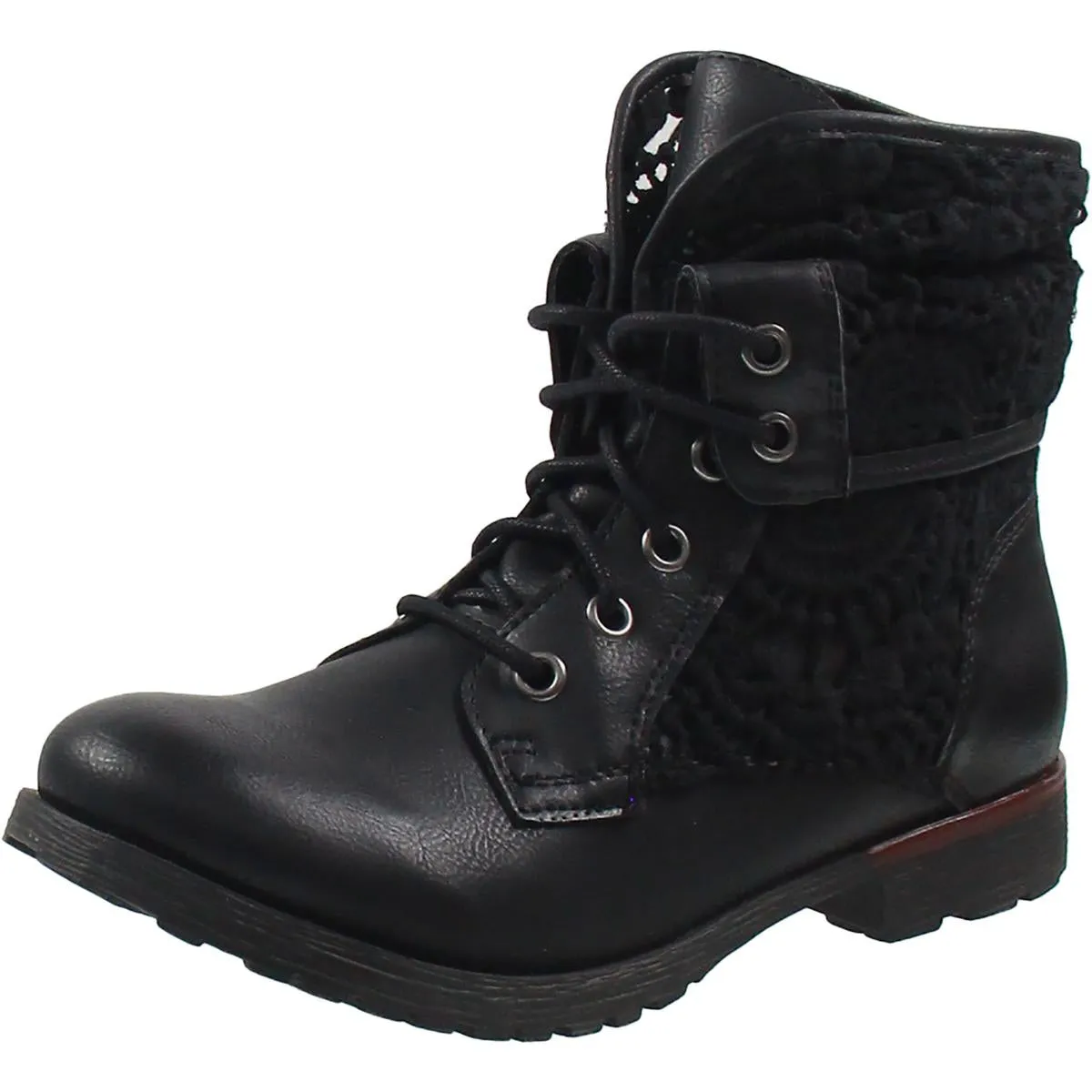 Spraypaint-Q Womens Faux Leather Ankle Combat Boots