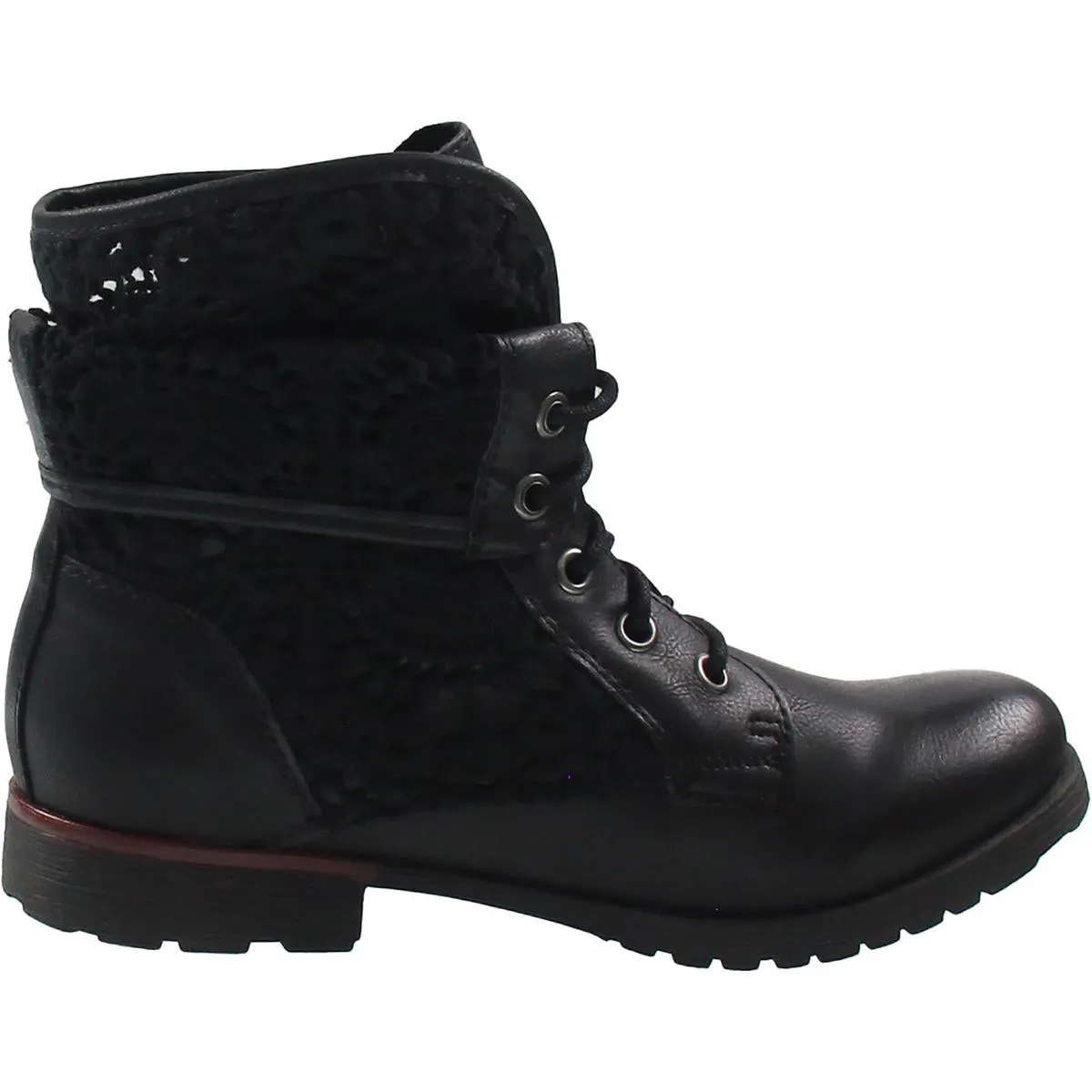 Spraypaint-Q Womens Faux Leather Ankle Combat Boots