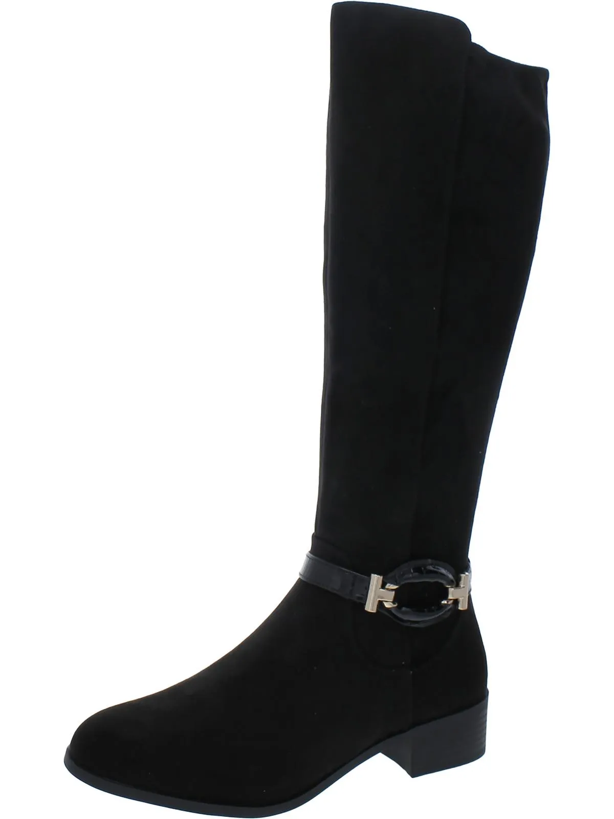 Stanella Womens Faux Leather Riding Knee-High Boots