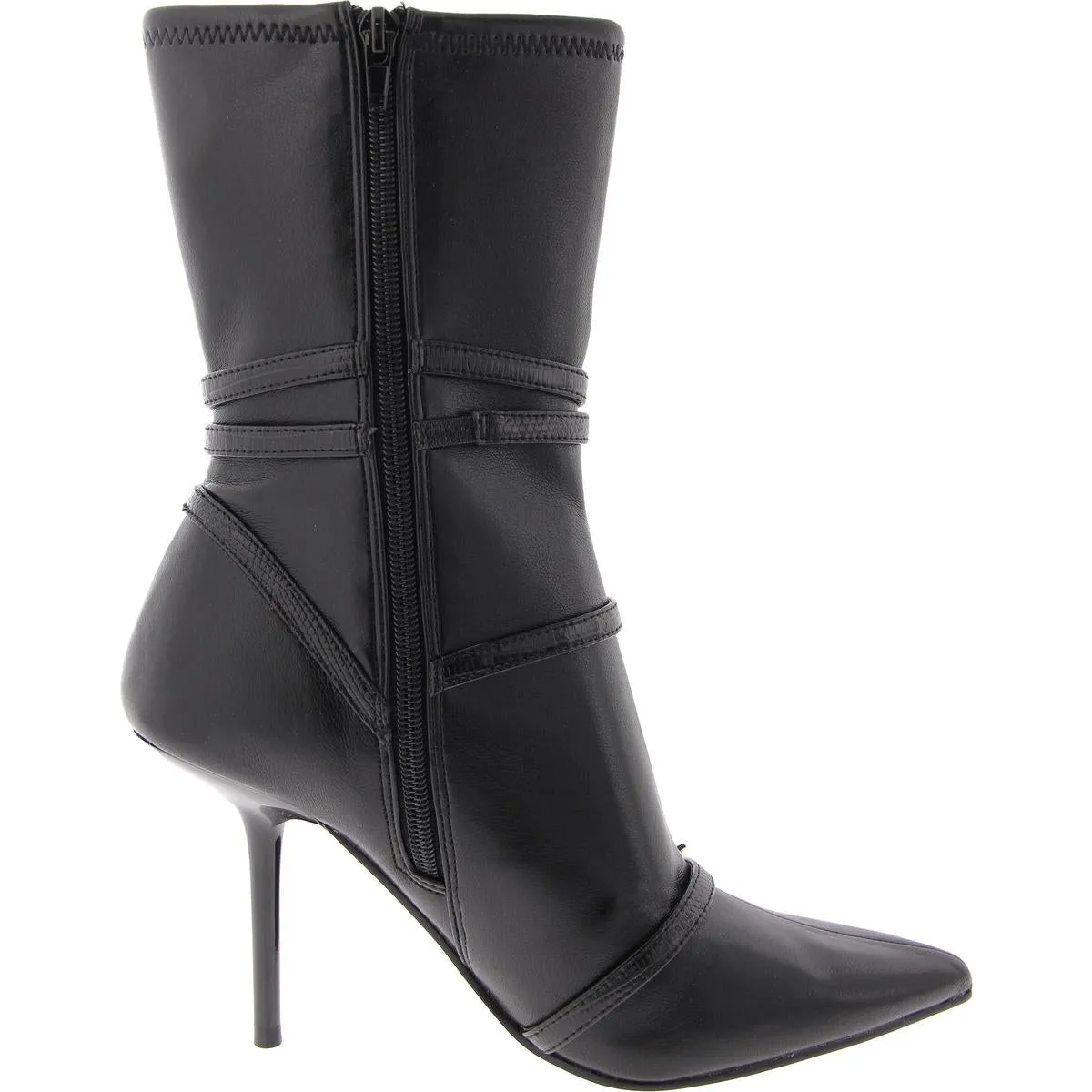 Steele Womens Faux Leather Pointed Toe Mid-Calf Boots