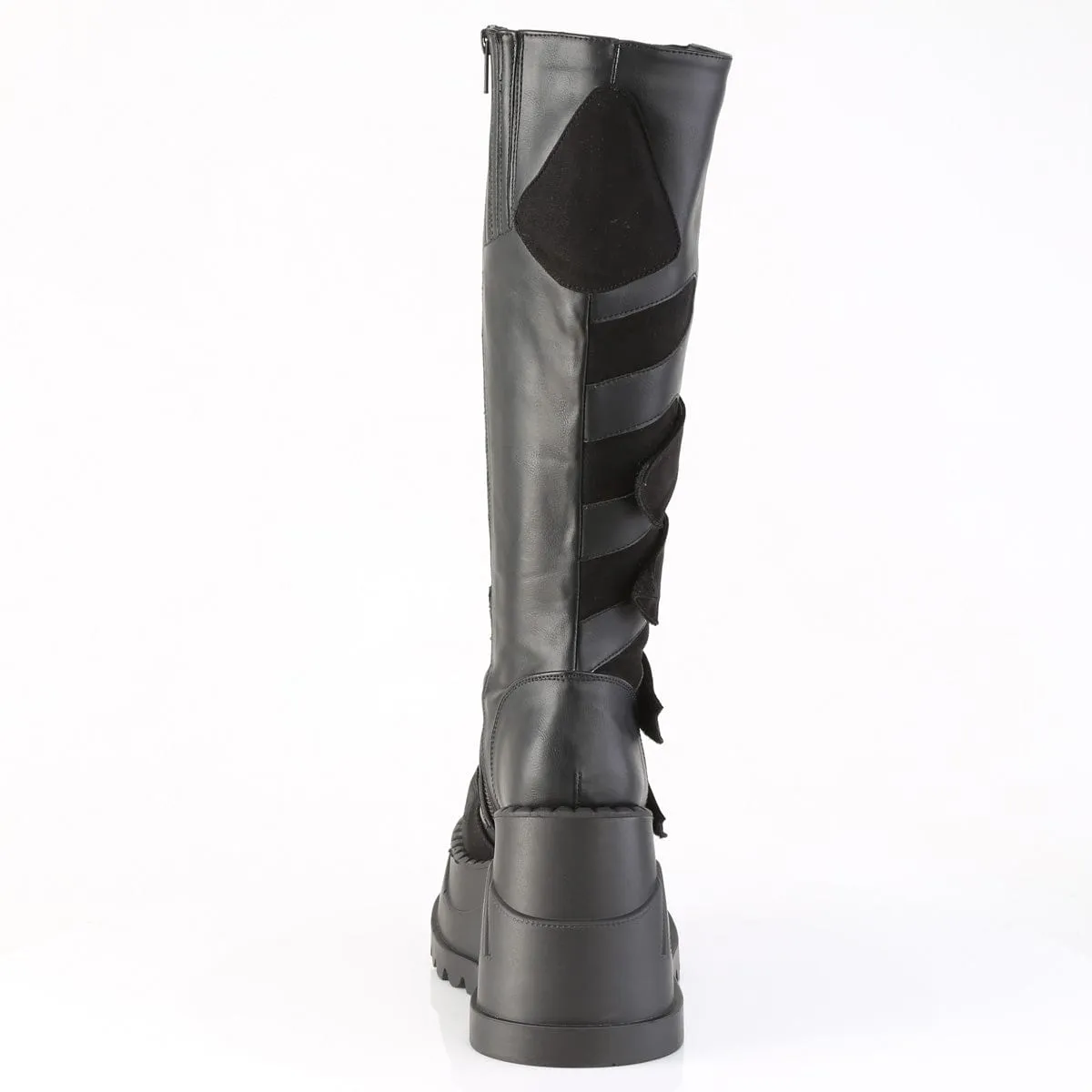 STOMP-228 Black Vegan Leather Knee High Boots