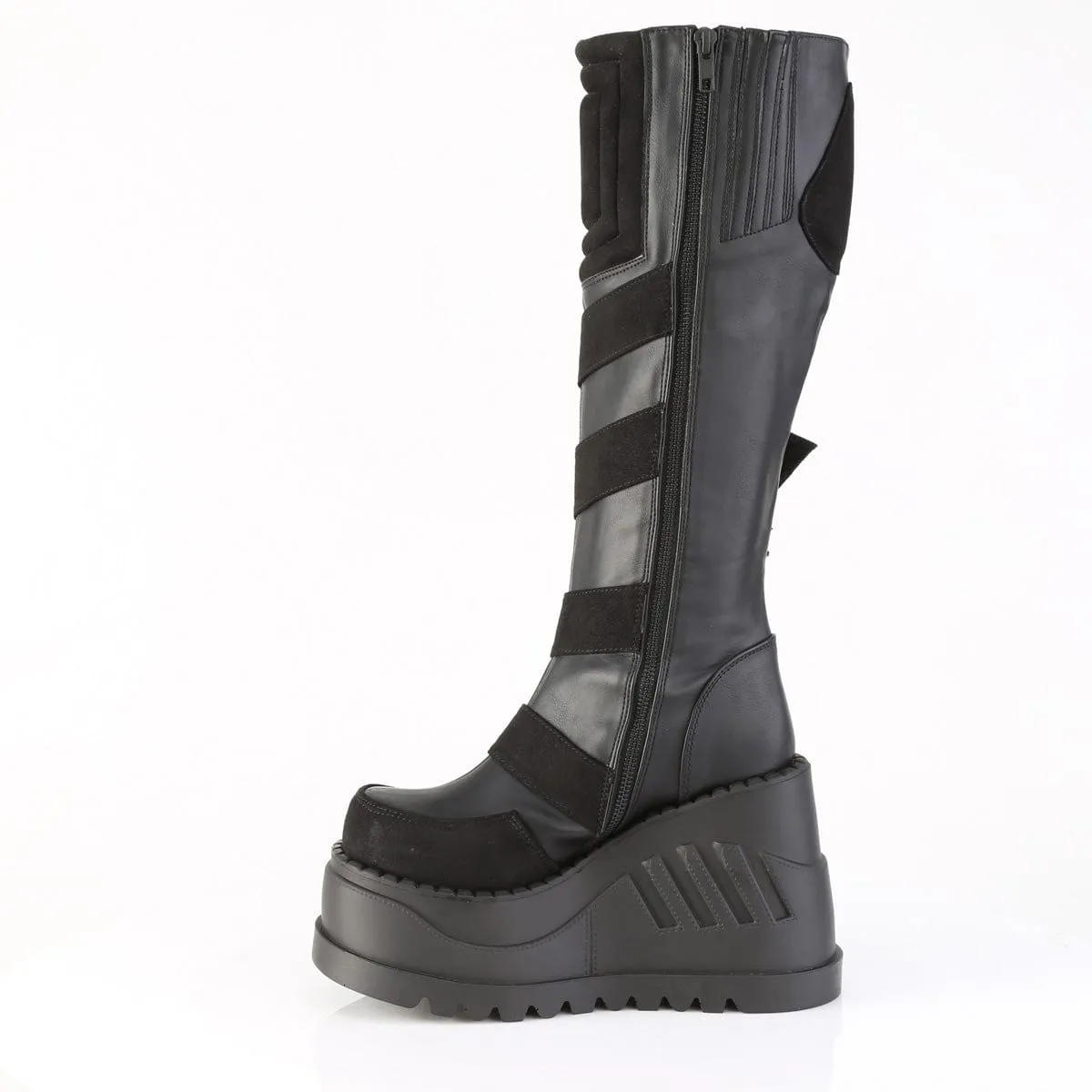 STOMP-228 Black Vegan Leather Knee High Boots