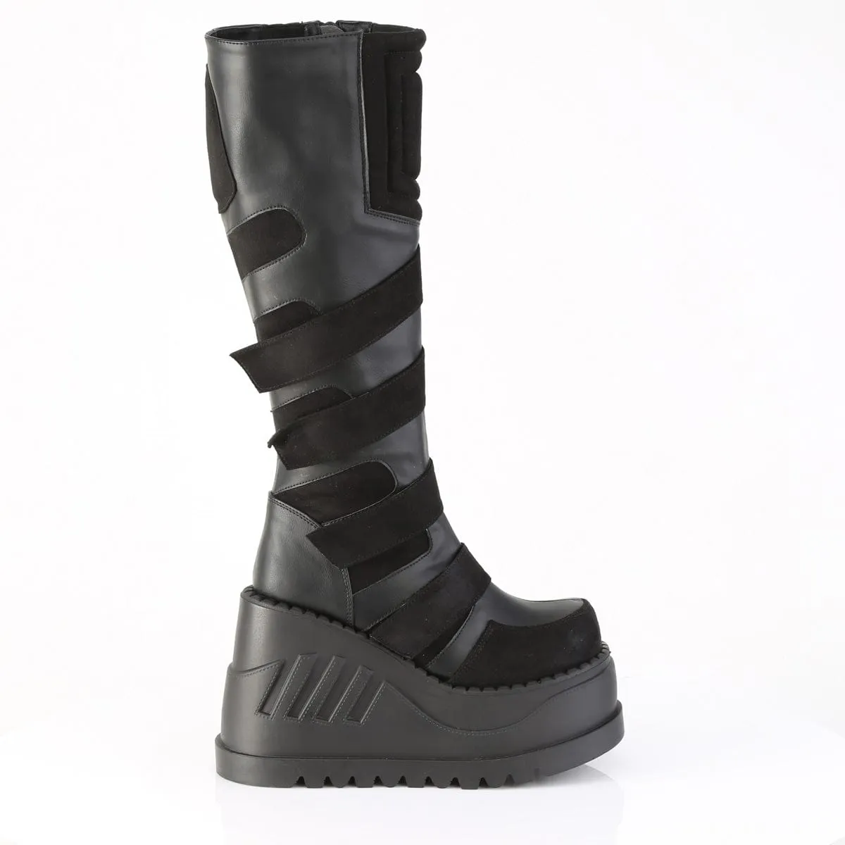 STOMP-228 Black Vegan Leather Knee High Boots